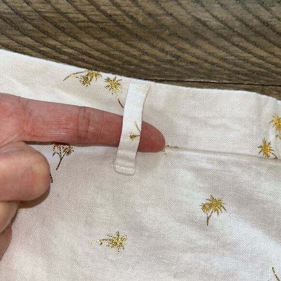 Chic & Polished 🏝️Gold Embossed Palm Tree 🌴 Cotton Shorts 🩳 🌴 2 Pockets - Picture 10 of 17